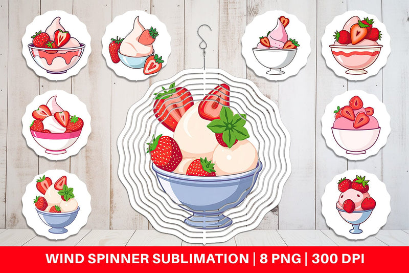 Wind Spinner Strawberry Scoop Sublimation artnoy 