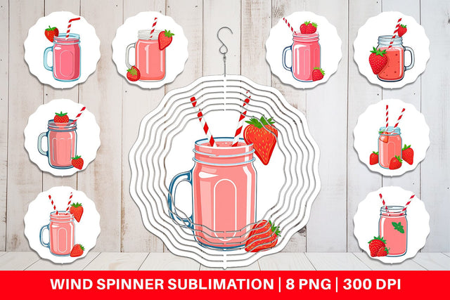 Wind Spinner Strawberry Smoothie Sublimation artnoy 