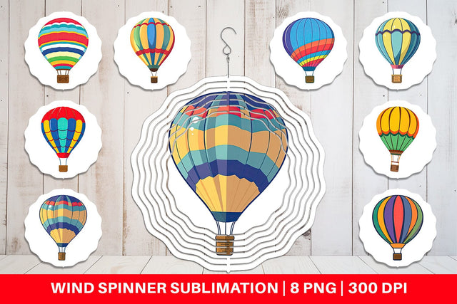 Wind Spinner Striped Hot Air Balloon Sublimation artnoy 