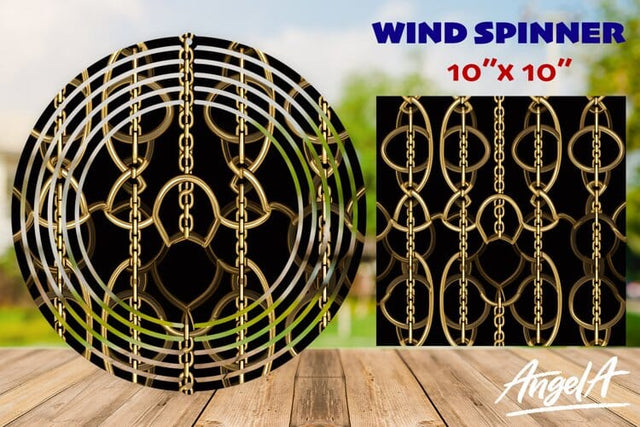 Wind spinner sublimation, geometric lines pattern gold chain Sublimation Angelina Semenova 