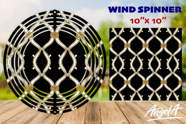 Wind spinner sublimation, geometric lines pattern gold chain Sublimation Angelina Semenova 
