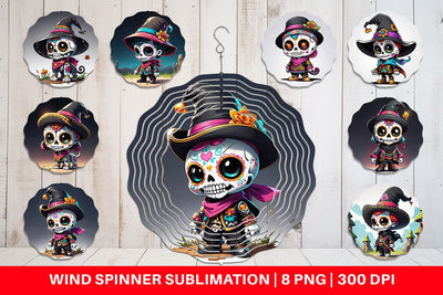 Wind Spinner Sugar Skull Halloween Sublimation artnoy 