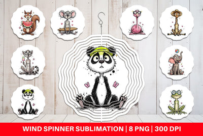 Wind Spinner Summer Animal Sketch Party Sublimation artnoy 