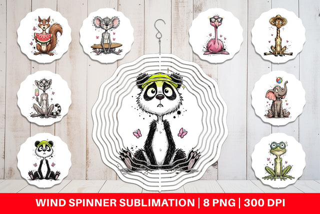 Wind Spinner Summer Animal Sketch Party Sublimation artnoy 