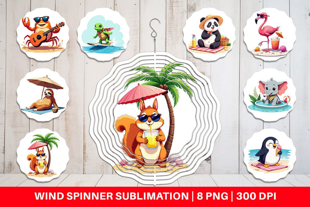 Wind Spinner Summer Animals Sublimation artnoy 