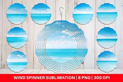 Wind Spinner Summer Blue Beach Sublimation artnoy 