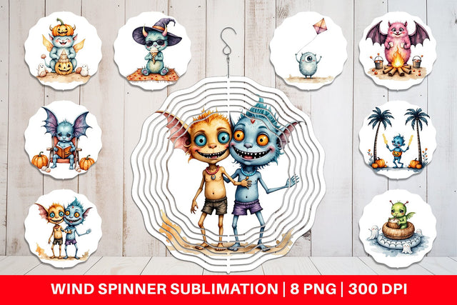 Wind Spinner Summer Break Monsters Sublimation artnoy 