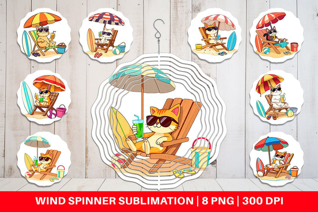 Wind Spinner Summer Cat Sublimation artnoy 