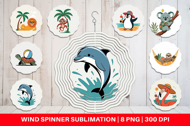 Wind Spinner Summer Day Animal Sublimation artnoy 