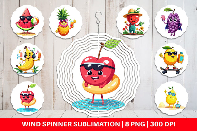 Wind Spinner Summer Fruit Faces Sublimation artnoy 