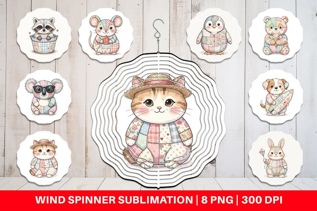 Wind Spinner Summer Fun Patchwork Animal Sublimation artnoy 