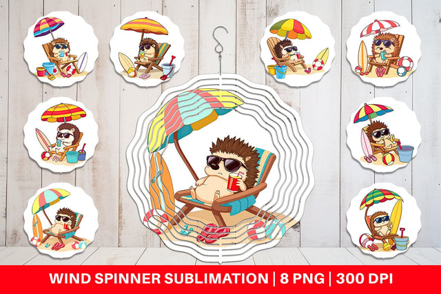 Wind Spinner Summer Hedgehog Sublimation artnoy 