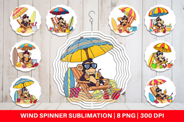Wind Spinner Summer Monkey Sublimation artnoy 