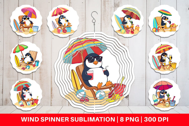 Wind Spinner Summer Penguin Sublimation artnoy 