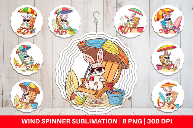 Wind Spinner Summer Rabbit Sublimation artnoy 