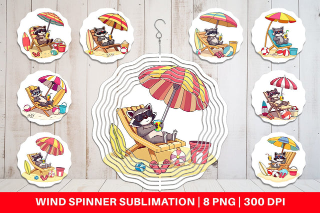 Wind Spinner Summer Raccoon Sublimation artnoy 