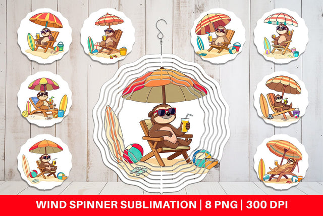 Wind Spinner Summer Sloth Sublimation artnoy 