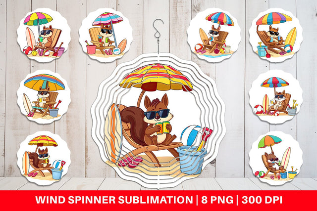 Wind Spinner Summer Squirrel Sublimation artnoy 