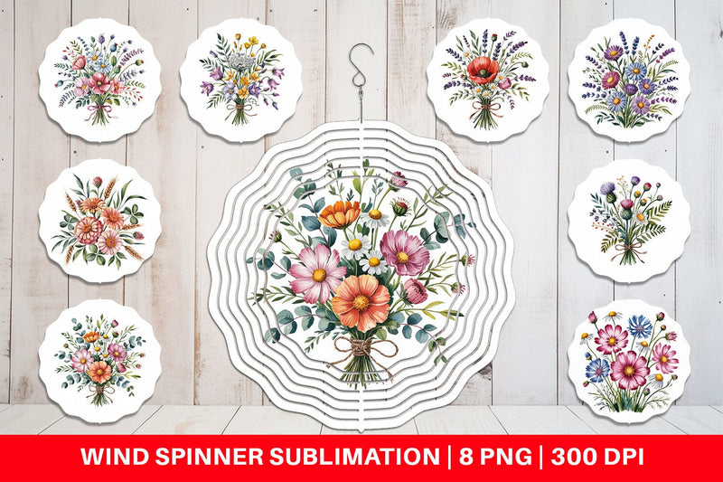 Wind Spinner Summer Wildflower Sublimation artnoy 