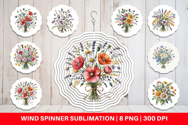 Wind Spinner Summer Wildflower Sublimation artnoy 