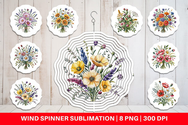 Wind Spinner Summer Wildflower Sublimation artnoy 