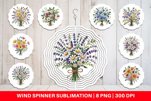 Wind Spinner Summer Wildflower Sublimation artnoy 