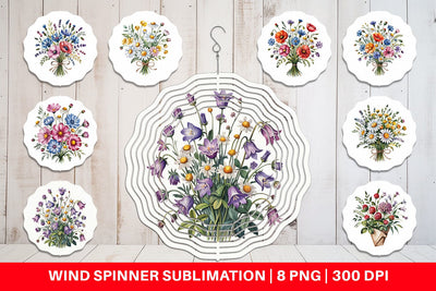 Wind Spinner Summer Wildflower Sublimation artnoy 