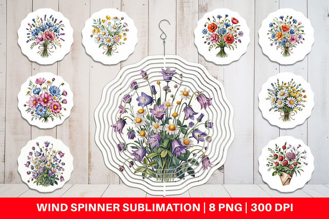 Wind Spinner Summer Wildflower Sublimation artnoy 