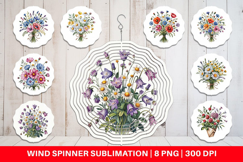 Wind Spinner Summer Wildflower Sublimation artnoy 
