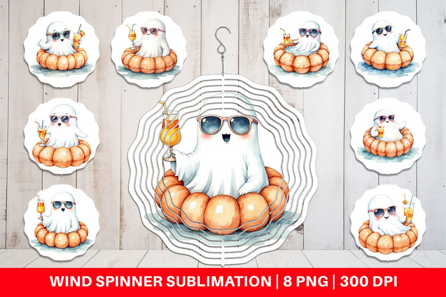 Wind Spinner Summerween Ghosts Sublimation artnoy 