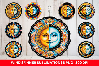 Wind Spinner Sun and Moon Surrealism Sublimation artnoy 