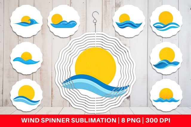 Wind Spinner Sun and Waves Sublimation artnoy 