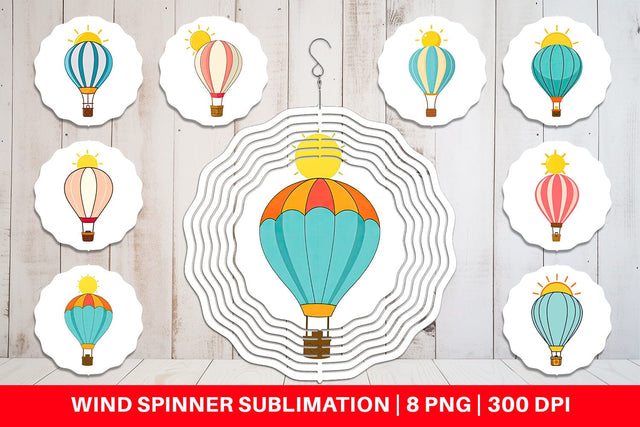 Wind Spinner Sun Hot Air Balloon Sublimation artnoy 