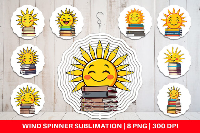 Wind Spinner Sun with Books Sublimation artnoy 