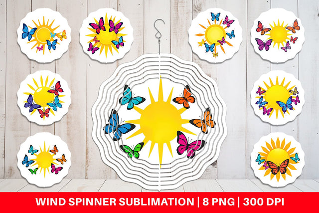 Wind Spinner Sun with Butterfly Sublimation artnoy 