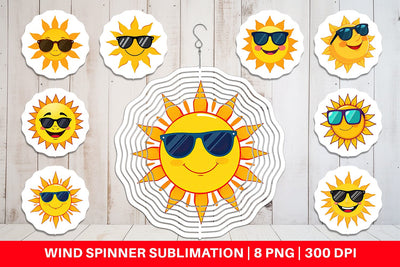 Wind Spinner Sun with Sunglasses Sublimation artnoy 