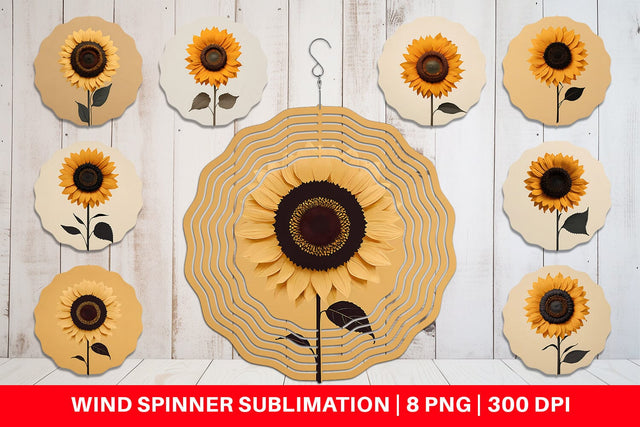 Wind Spinner Sunflower Boho Sublimation artnoy 