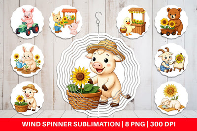 Wind Spinner Sunflower Farm Friends Sublimation artnoy 