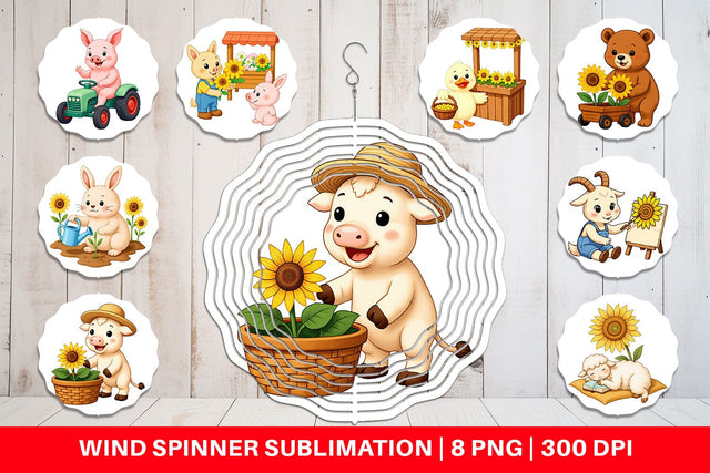 Wind Spinner Sunflower Farm Friends Sublimation artnoy 
