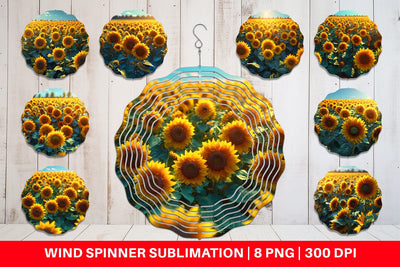 Wind Spinner Sunflower Field Sublimation artnoy 