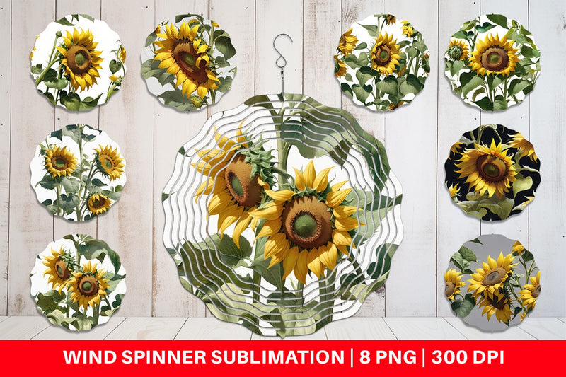 Wind Spinner Sunflower Pattern Sublimation artnoy 