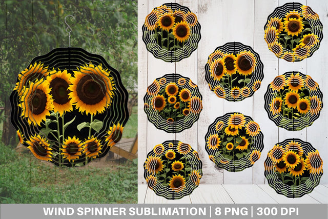 Wind Spinner Sunflowers Dark Sublimation artnoy 
