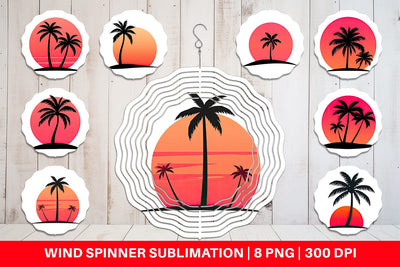 Wind Spinner Sunset Palm Tree Sublimation artnoy 