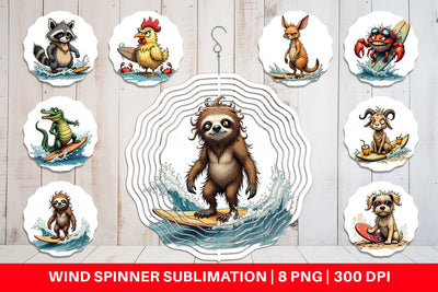 Wind Spinner Surf Scream Critters Sublimation artnoy 