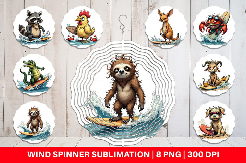 Wind Spinner Surf Scream Critters Sublimation artnoy 