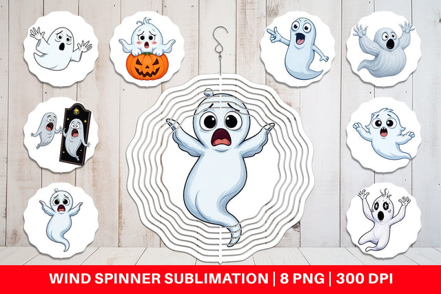Wind Spinner Surprised Ghosts Sublimation artnoy 