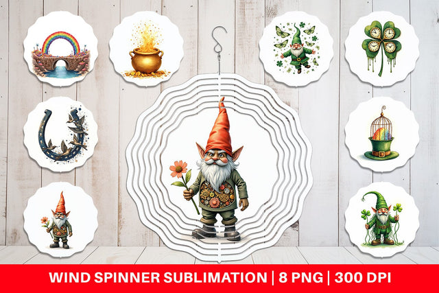Wind Spinner Surreal Shamrock Grunge St. Patrick's Trashcore Gnome Sublimation artnoy 