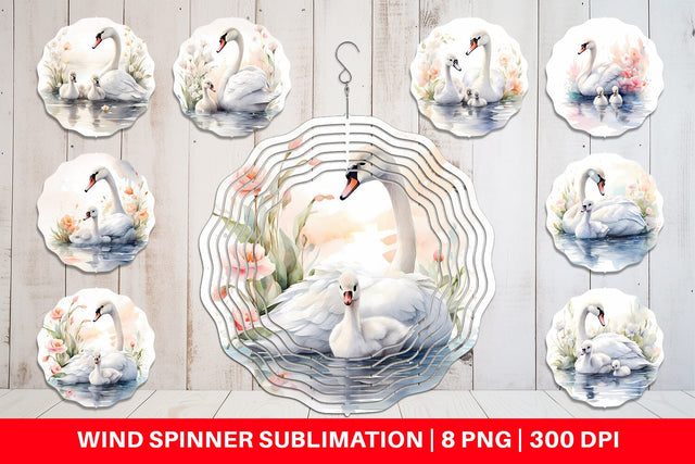Wind Spinner Swans Mother Day Sublimation artnoy 