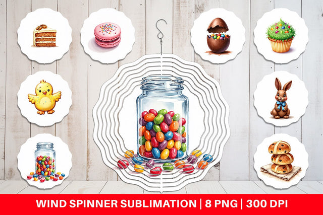Wind Spinner Sweet Easter Treats and Desserts Watercolor Sublimation artnoy 