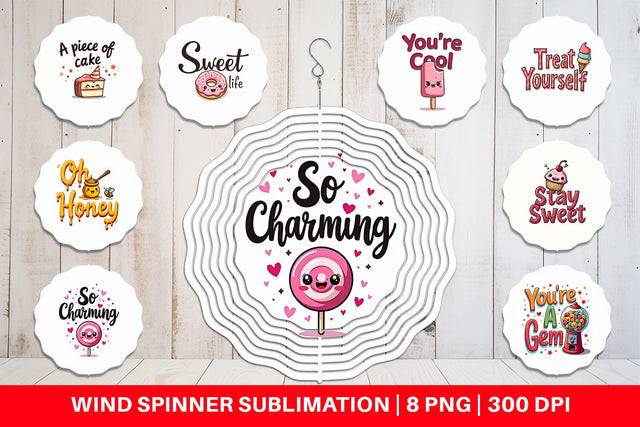 Wind Spinner Sweet Nostalgia Retro Kawaii Dessert Quote Sublimation artnoy 